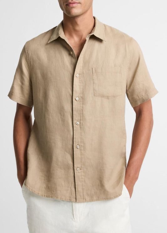 VINCE Men Linen Short-Sleeve Shirt in Long Sleeve