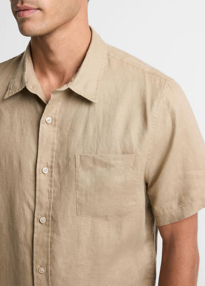 VINCE Men Linen Short-Sleeve Shirt in Long Sleeve