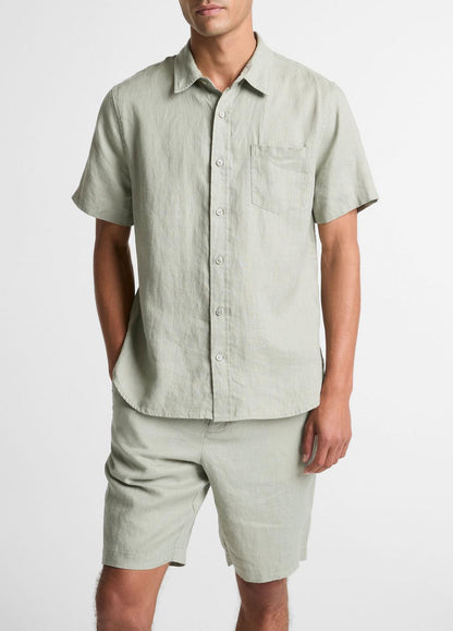 VINCE Men Linen Short-Sleeve Shirt in Long Sleeve