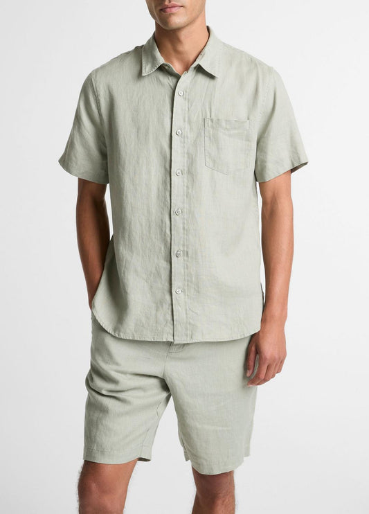 VINCE Men Linen Short-Sleeve Shirt in Long Sleeve
