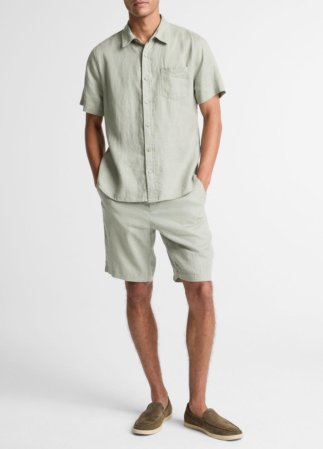 VINCE Men Linen Short-Sleeve Shirt in Long Sleeve