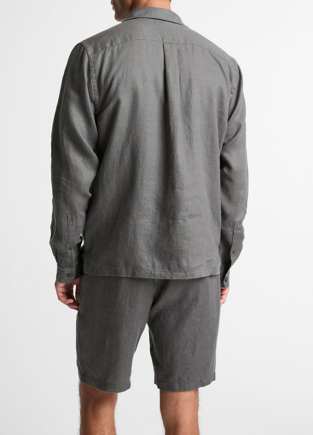 VINCE Men Linen Garage Shirt  in Long Sleeve