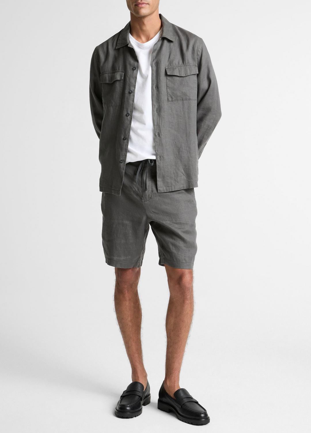 VINCE Men Linen Garage Shirt  in Long Sleeve