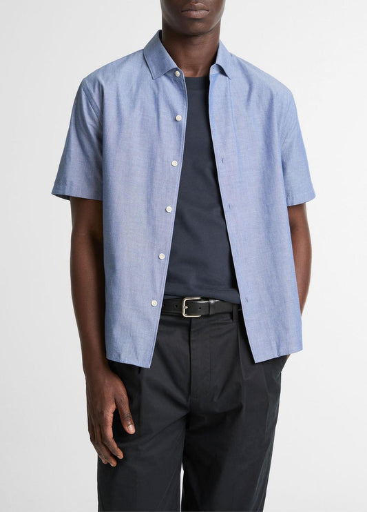 VINCE Men Cotton Short-Sleeve Button-Front Shirt  in Short Sleeve