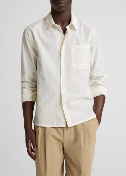 VINCE Men Striped Cotton-Blend Poplin Button-Front Shirt in Long Sleeve