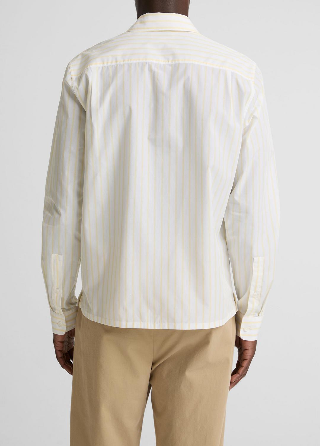 VINCE Men Striped Cotton-Blend Poplin Button-Front Shirt in Long Sleeve