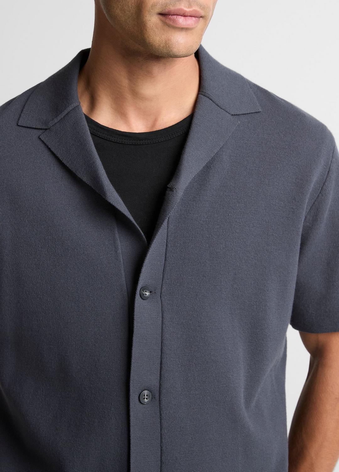 VINCE Men Merino Wool Cabana Shirt  in Short Sleeve