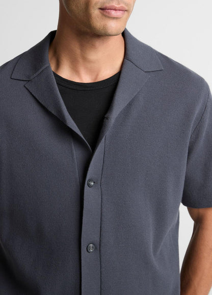VINCE Men Merino Wool Cabana Shirt  in Short Sleeve