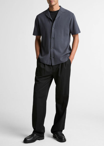 VINCE Men Merino Wool Cabana Shirt  in Short Sleeve