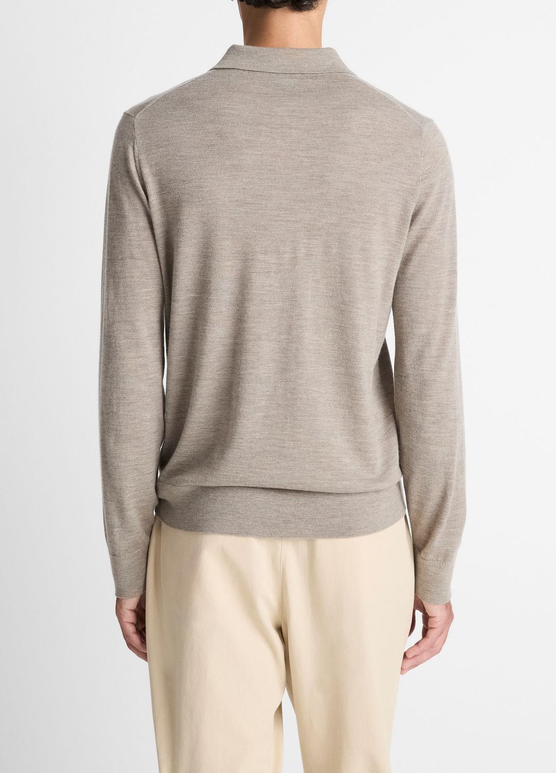 VINCE Men Featherweight Merino Wool-Cashmere Polo Sweater in Long Sleeve