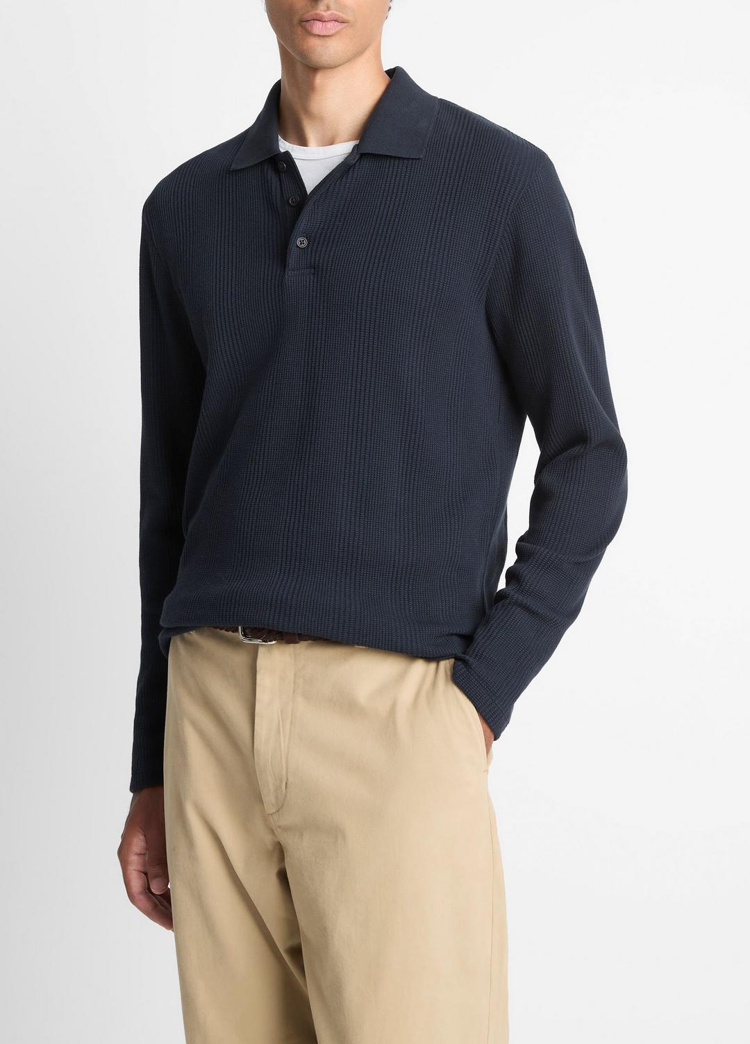 VINCE Men Variegated Cotton Polo Shirt in Henleys & Polos