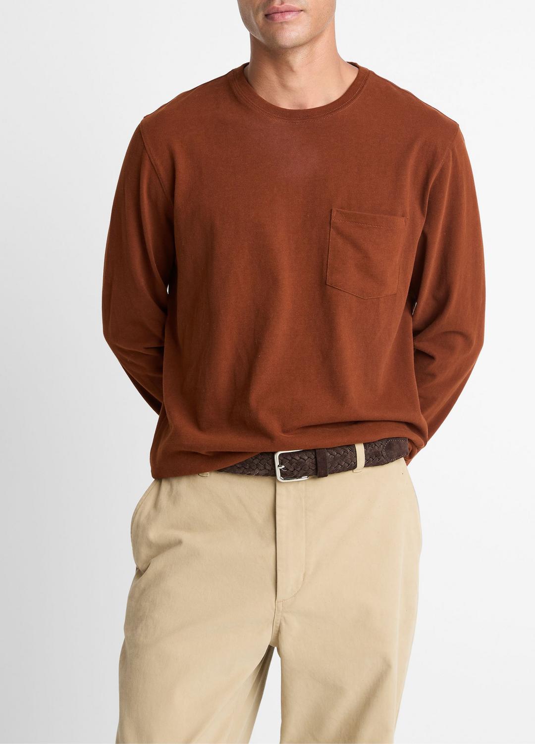 VINCE Men Sueded Jersey Long-Sleeve Pocket T-Shirt in Long Sleeve