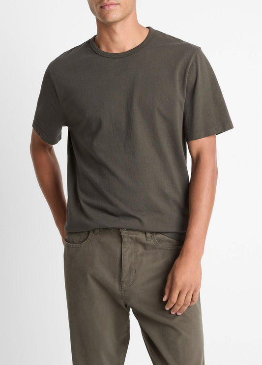 VINCE Men Garment Dye Cotton T-Shirt in Short Sleeve