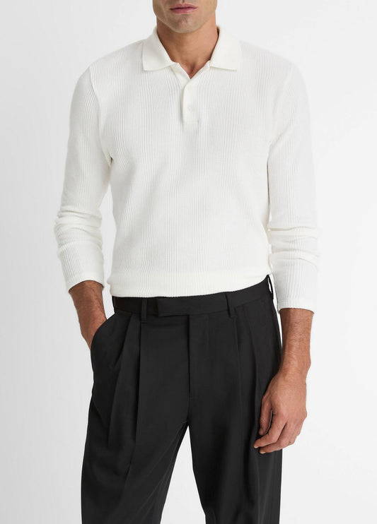 VINCE Men Variegated Cotton Polo Shirt in Henleys & Polos