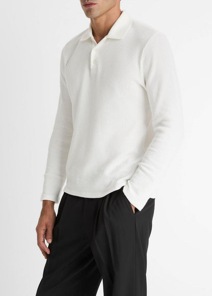 VINCE Men Variegated Cotton Polo Shirt in Henleys & Polos
