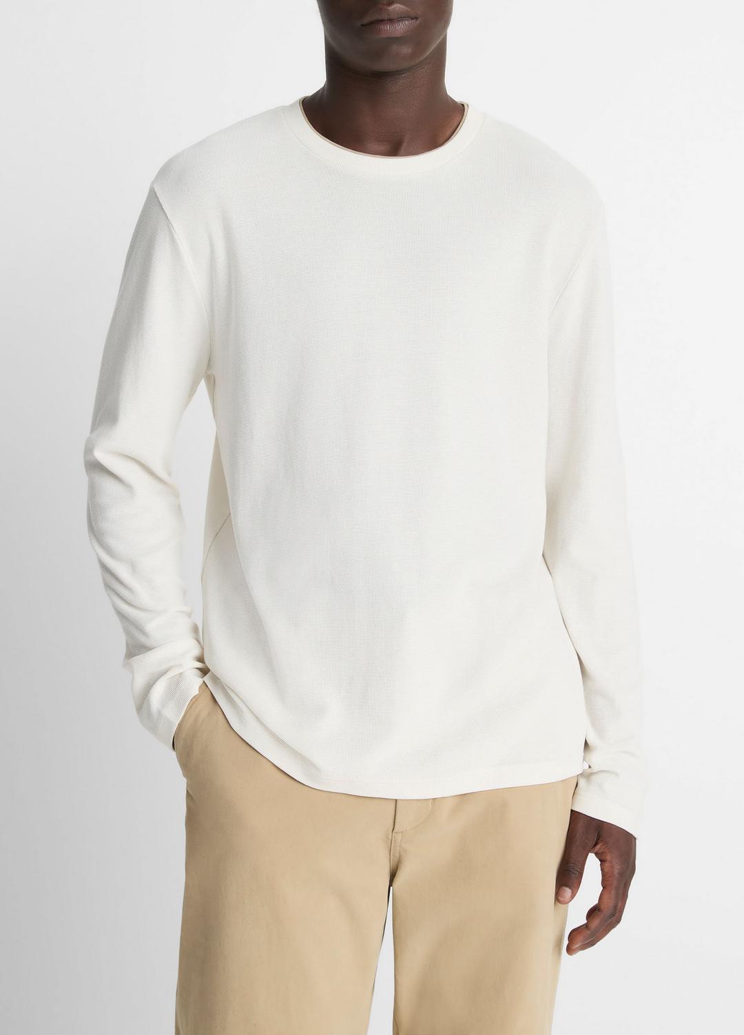 VINCE Men Micro-Waffle Pima Cotton Double-Collar Long-Sleeve T-Shirt in Long Sleeve