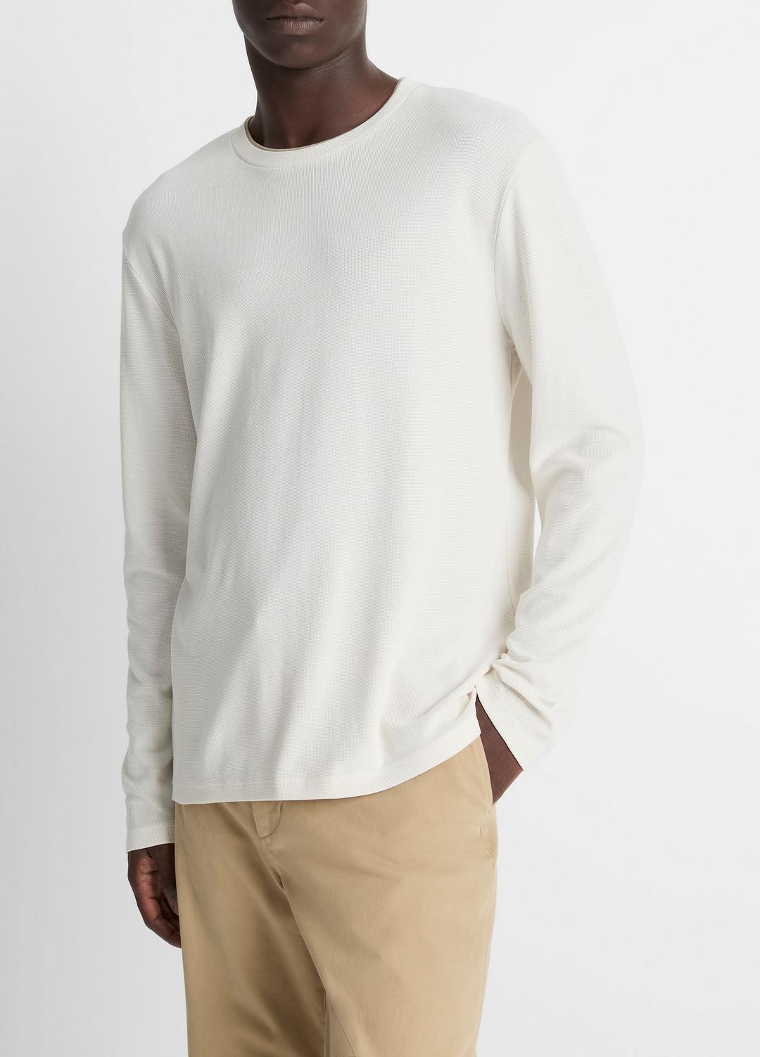 VINCE Men Micro-Waffle Pima Cotton Double-Collar Long-Sleeve T-Shirt in Long Sleeve