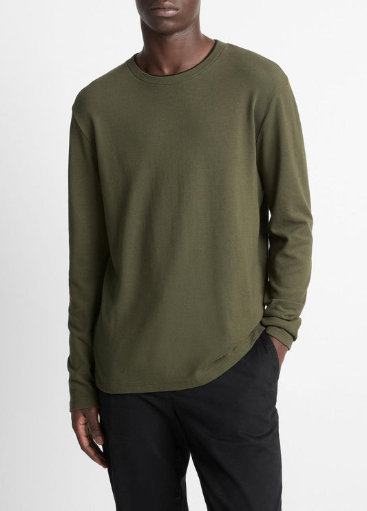 VINCE Men Micro-Waffle Pima Cotton Double-Collar Long-Sleeve T-Shirt in Long Sleeve