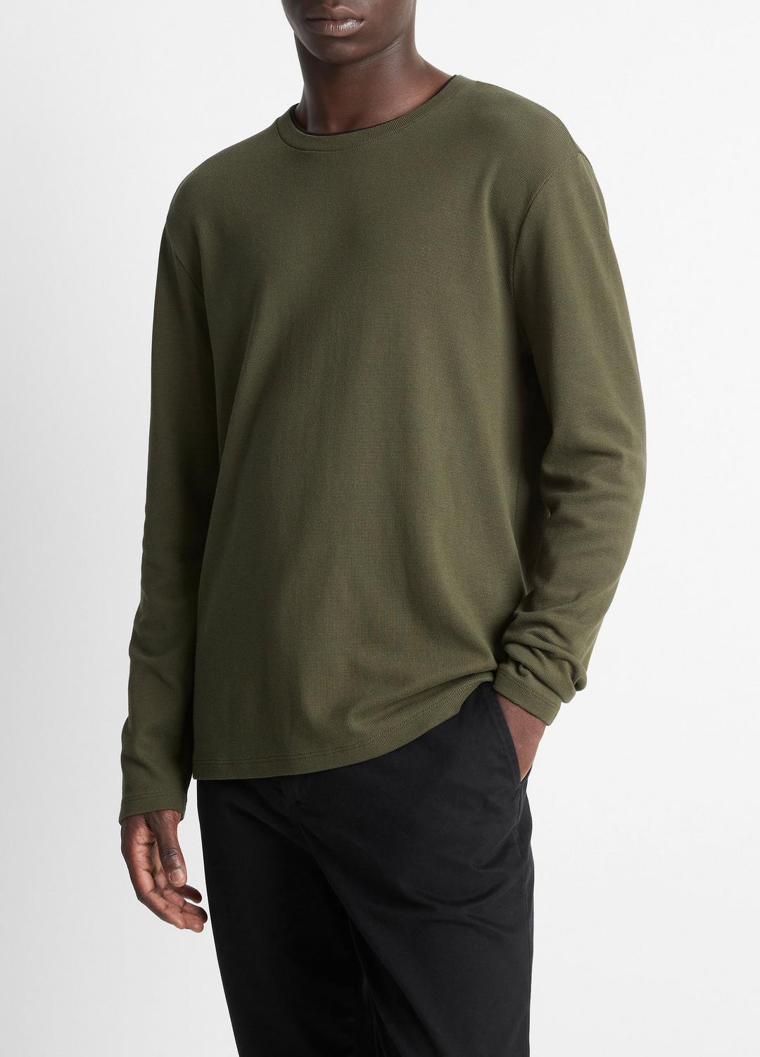 VINCE Men Micro-Waffle Pima Cotton Double-Collar Long-Sleeve T-Shirt in Long Sleeve