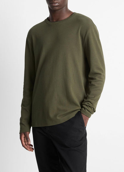 VINCE Men Micro-Waffle Pima Cotton Double-Collar Long-Sleeve T-Shirt in Long Sleeve