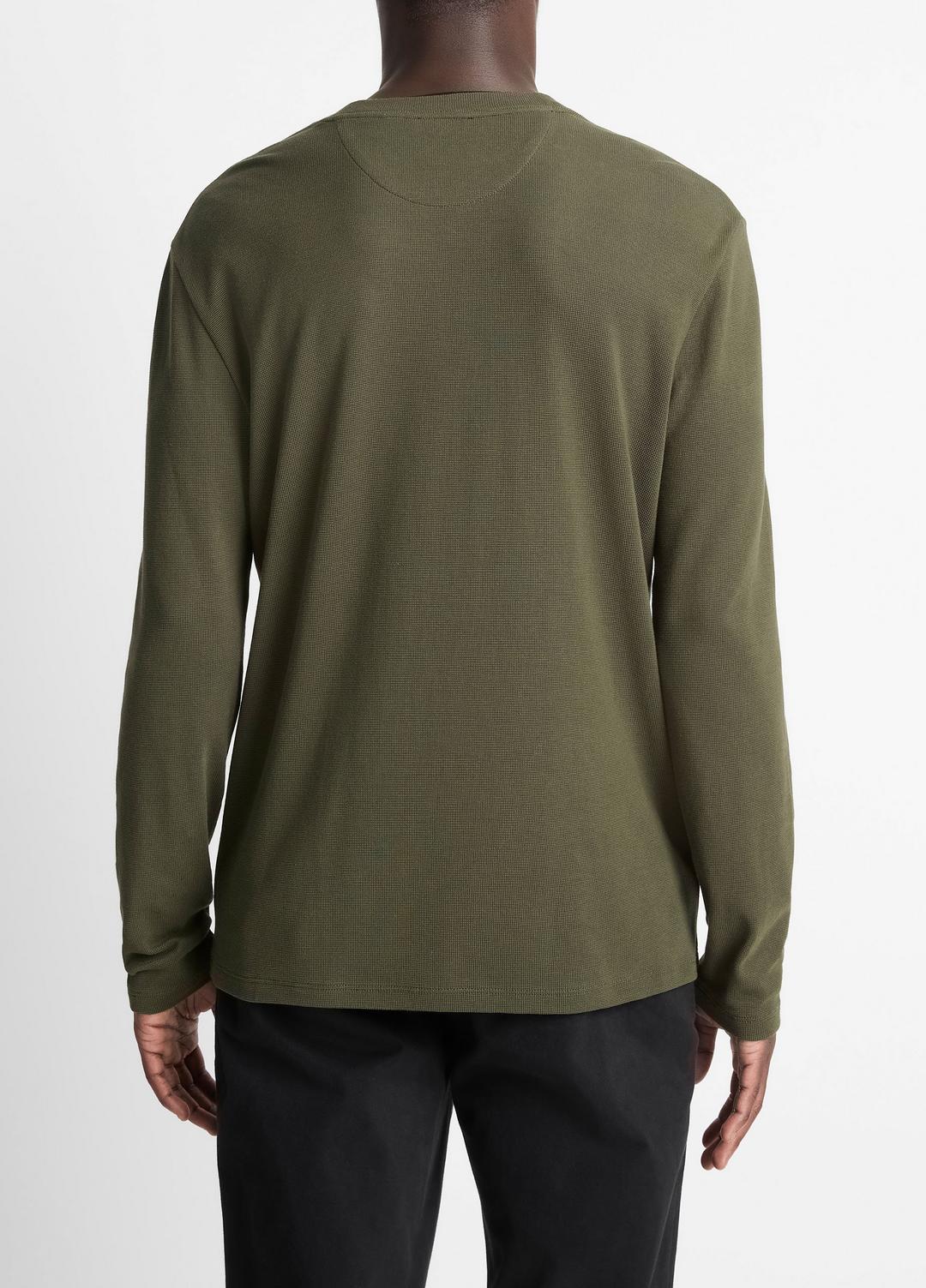 VINCE Men Micro-Waffle Pima Cotton Double-Collar Long-Sleeve T-Shirt in Long Sleeve