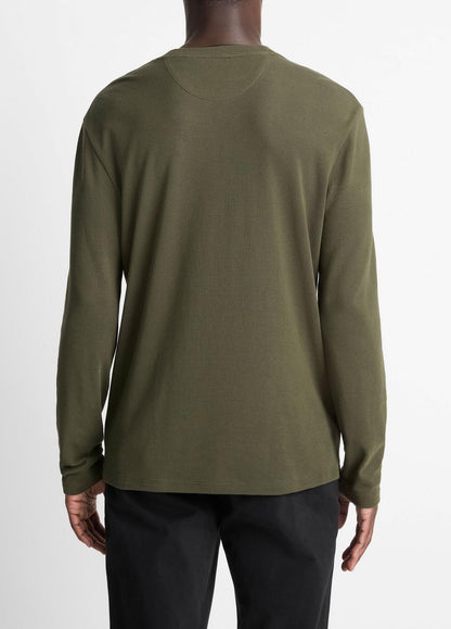 VINCE Men Micro-Waffle Pima Cotton Double-Collar Long-Sleeve T-Shirt in Long Sleeve