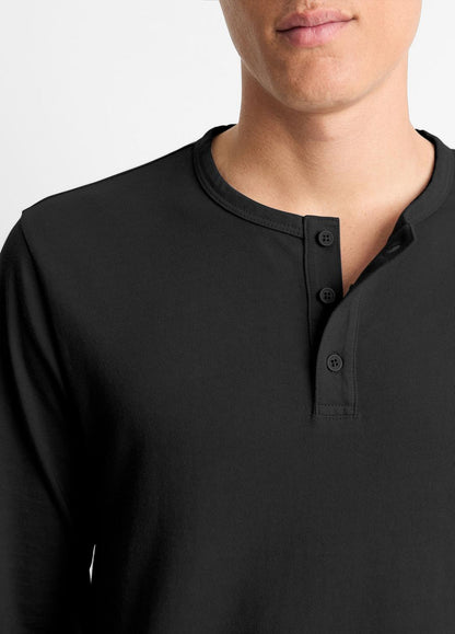 VINCE Men Garment Dye Cotton Long-Sleeve Henley in Henleys & Polos