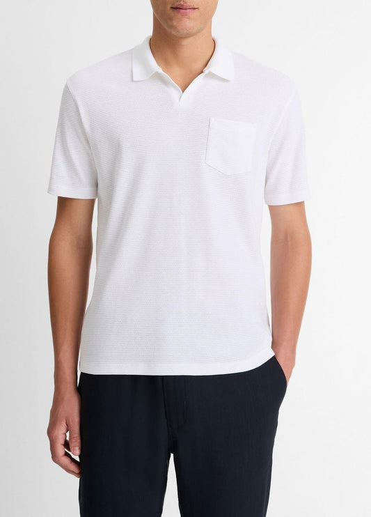 VINCE Men Cotton-Blend Johnny-Collar Polo Shirt in Short Sleeve