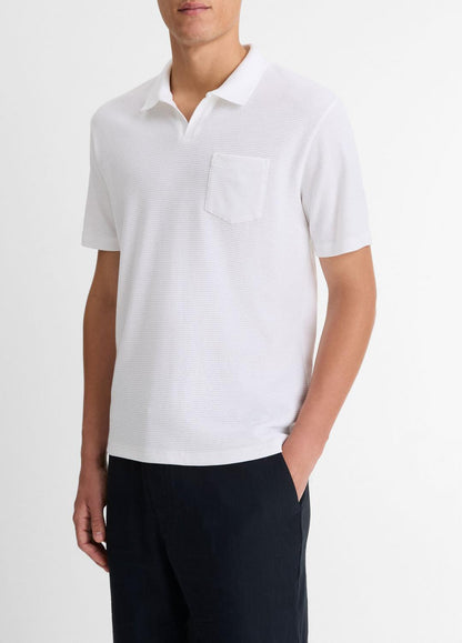 VINCE Men Cotton-Blend Johnny-Collar Polo Shirt in Short Sleeve