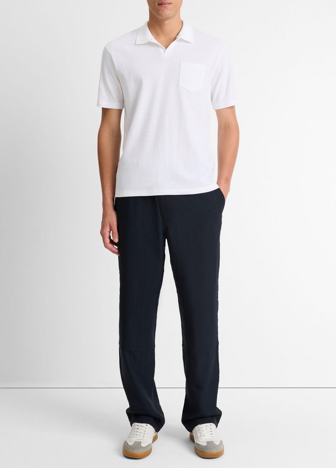 VINCE Men Cotton-Blend Johnny-Collar Polo Shirt in Short Sleeve