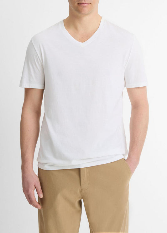 VINCE Men Pima Cotton V-Neck T-Shirt in Short Sleeve