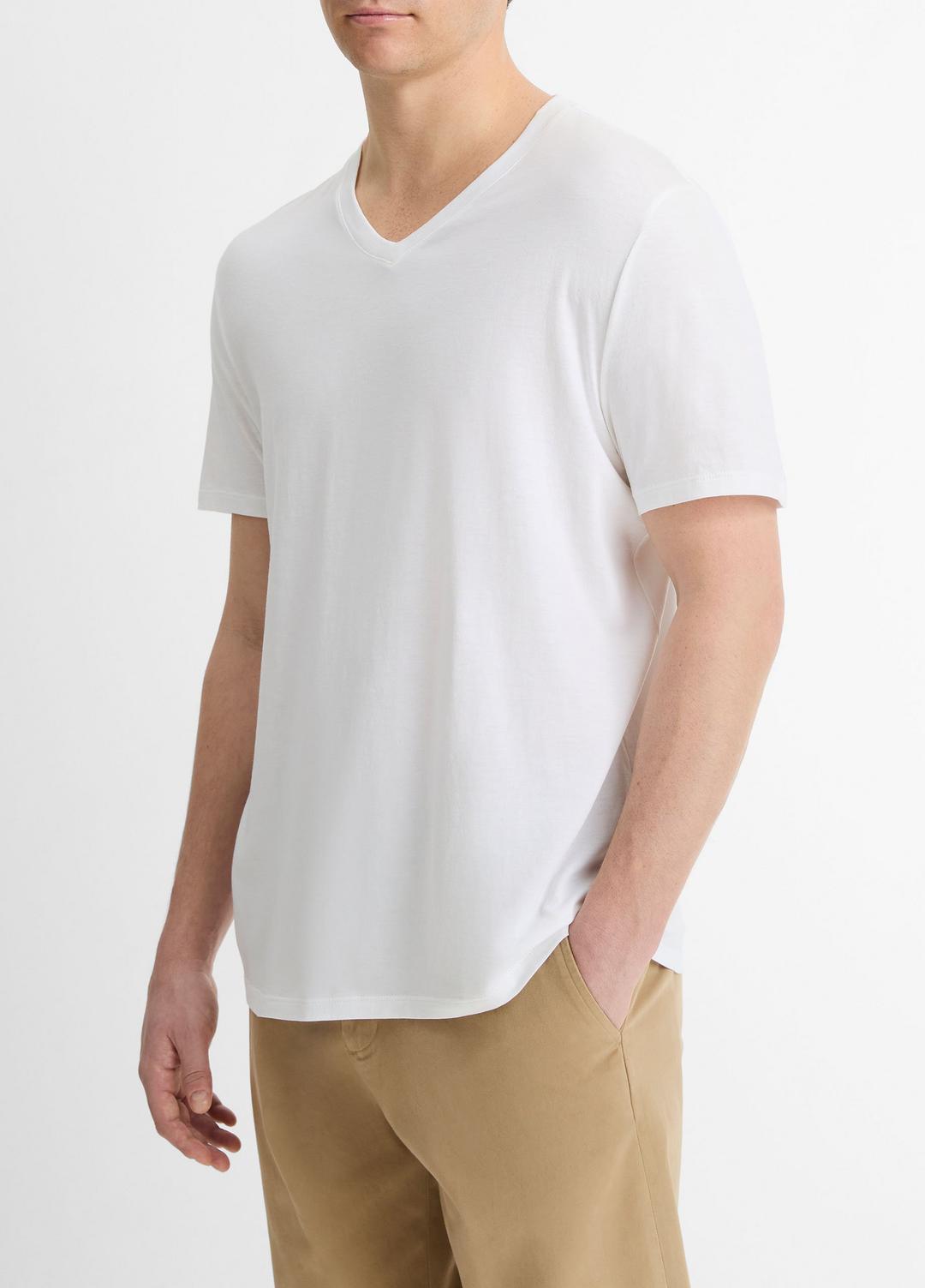 VINCE Men Pima Cotton V-Neck T-Shirt in Short Sleeve