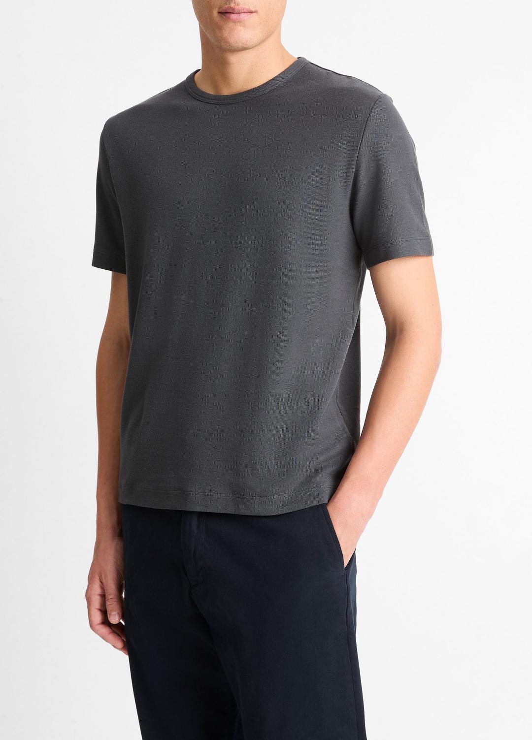 VINCE Men Pima Cotton Piqué Crew Neck T-Shirt in Short Sleeve