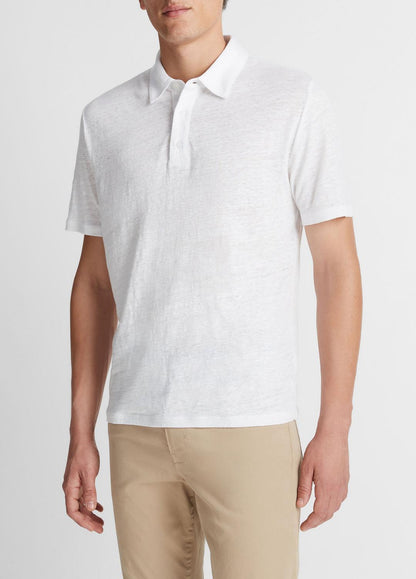 VINCE Men Linen Polo Shirt in Henleys & Polos