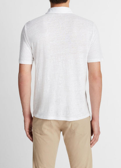 VINCE Men Linen Polo Shirt in Henleys & Polos
