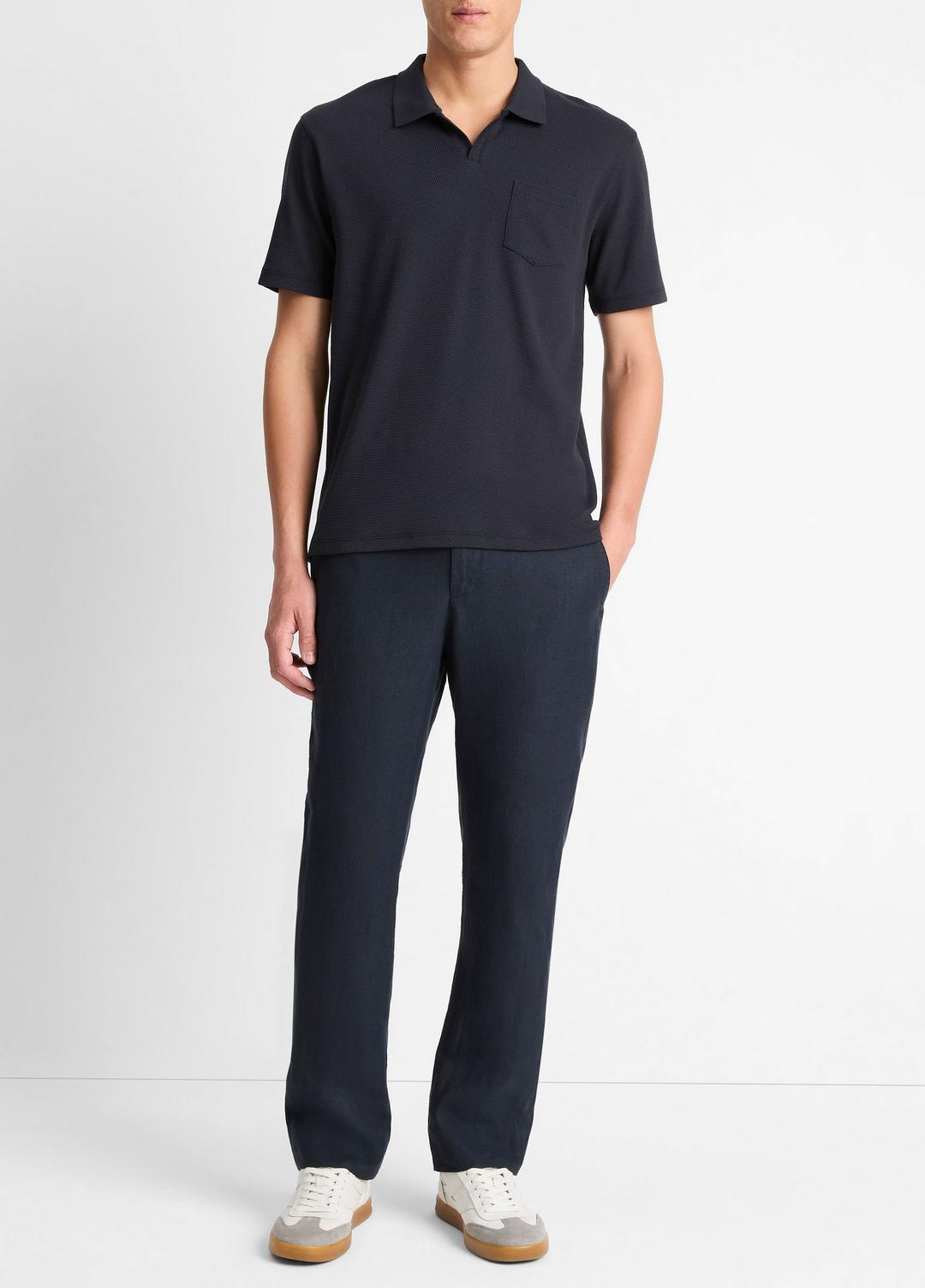VINCE Men Cotton-Blend Johnny-Collar Polo Shirt in Short Sleeve
