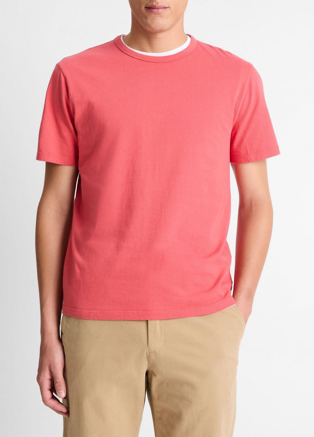 VINCE Men Garment Dye Cotton T-Shirt in Short Sleeve