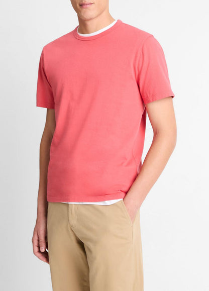 VINCE Men Garment Dye Cotton T-Shirt in Short Sleeve
