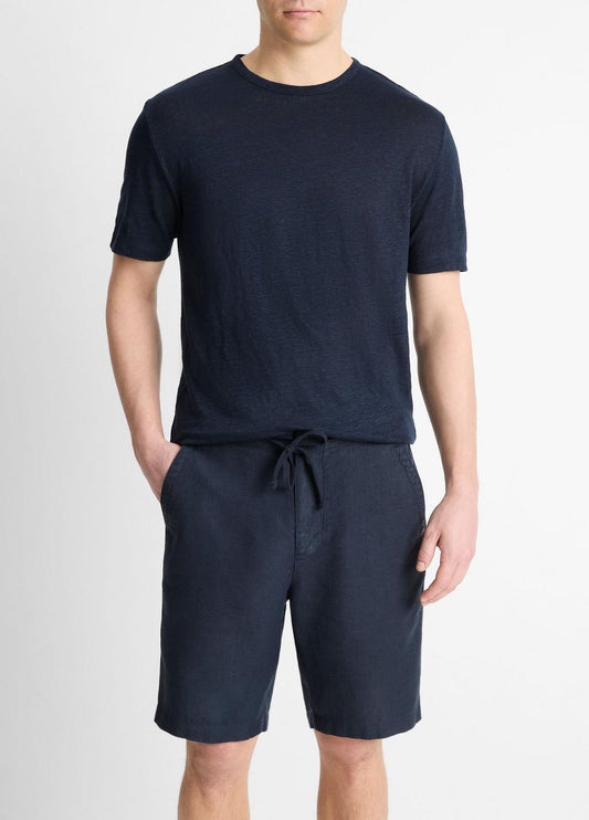 VINCE Men Linen Crew Neck T-Shirt in Short Sleeve