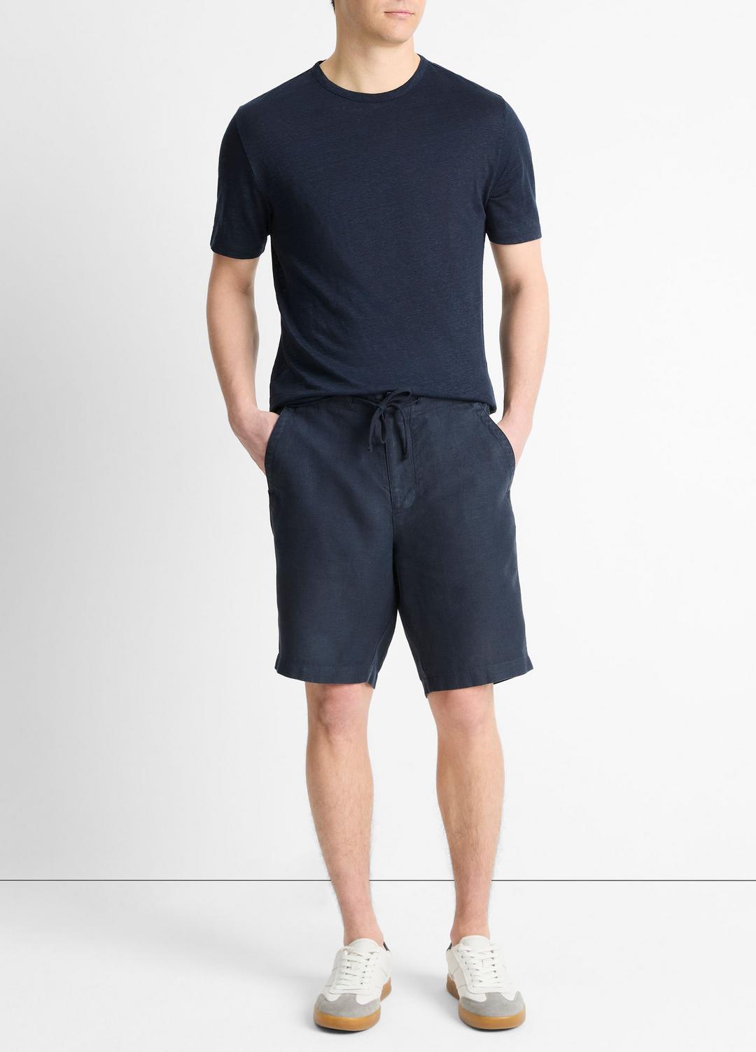 VINCE Men Linen Crew Neck T-Shirt in Short Sleeve