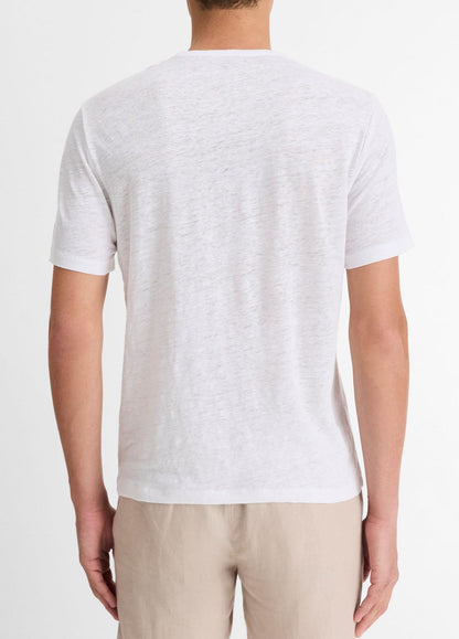 VINCE Men Linen Crew Neck T-Shirt in Short Sleeve