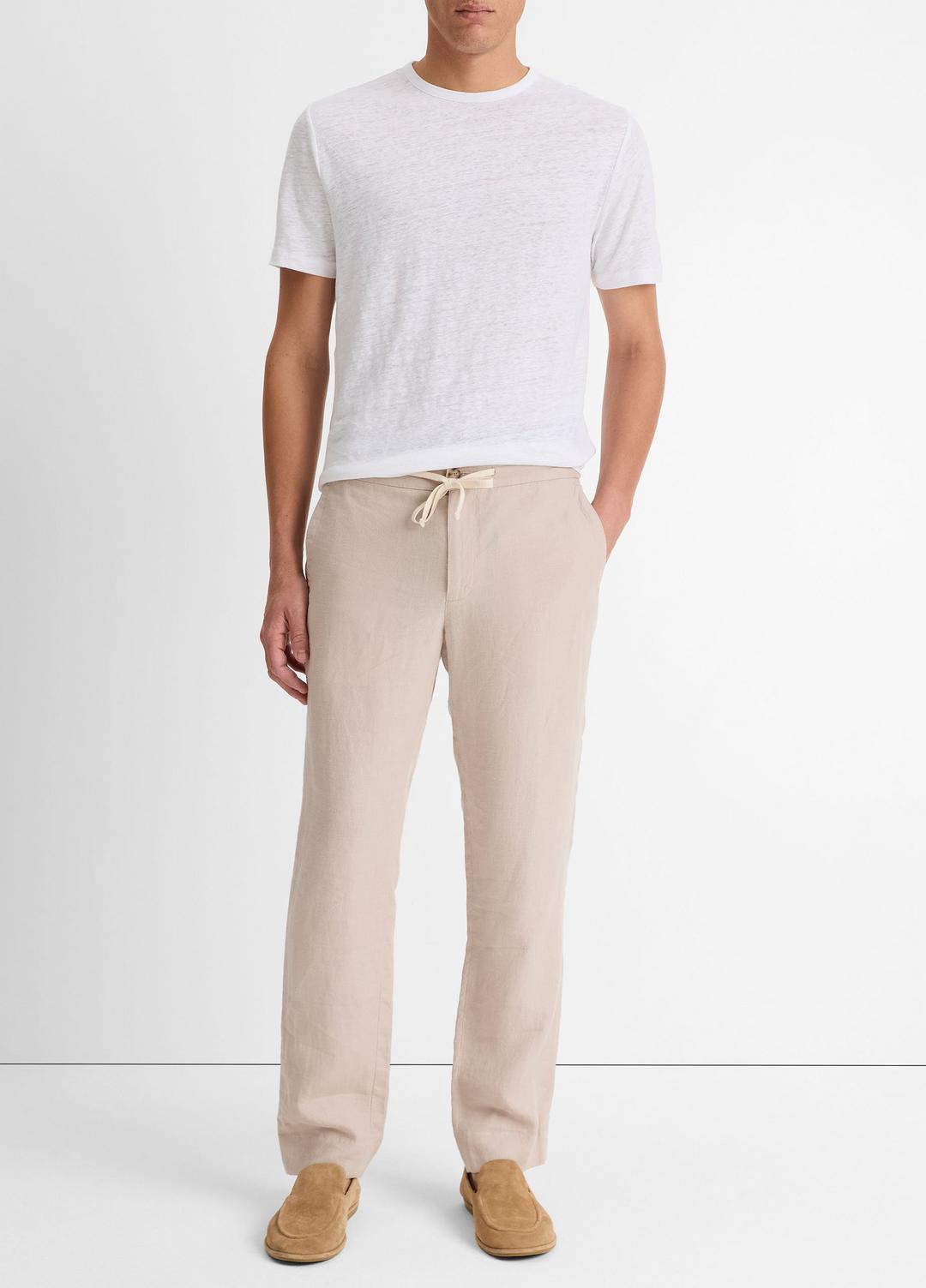 VINCE Men Linen Crew Neck T-Shirt in Short Sleeve