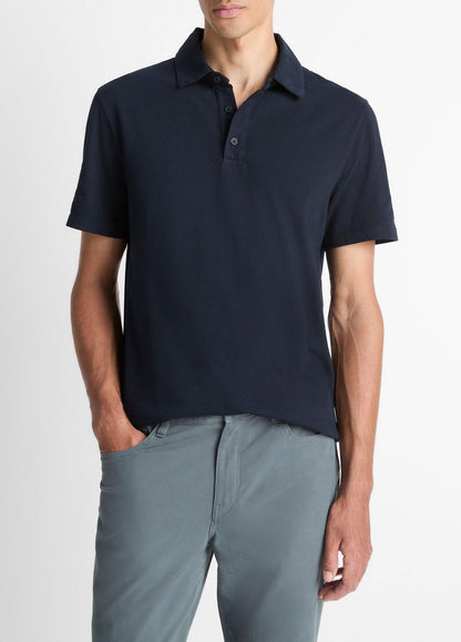 VINCE Men Garment Dye Cotton Polo Shirt in Henleys & Polos