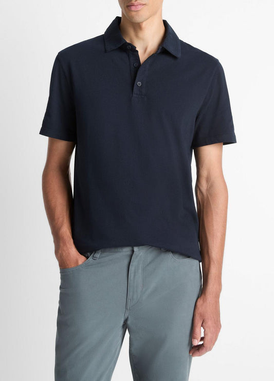 VINCE Men Garment Dye Cotton Polo Shirt in Henleys & Polos