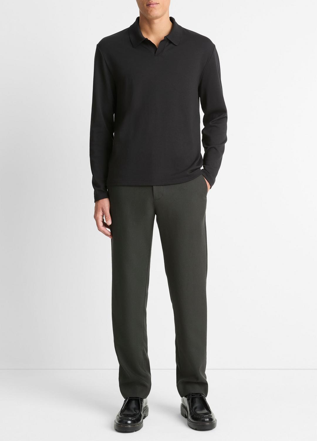 VINCE Men Milano Pima Cotton-Blend Johnny-Collar Shirt in Long Sleeve