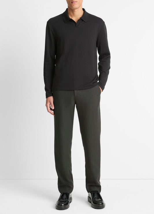 VINCE Men Milano Pima Cotton-Blend Johnny-Collar Shirt in Long Sleeve