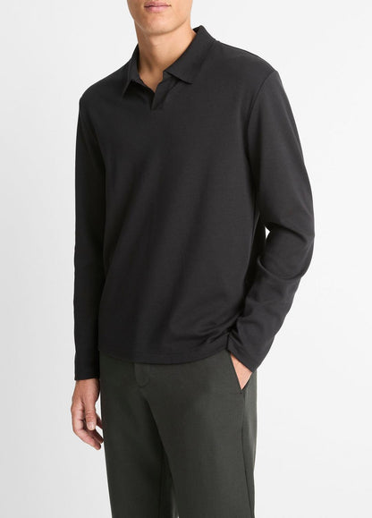 VINCE Men Milano Pima Cotton-Blend Johnny-Collar Shirt in Long Sleeve