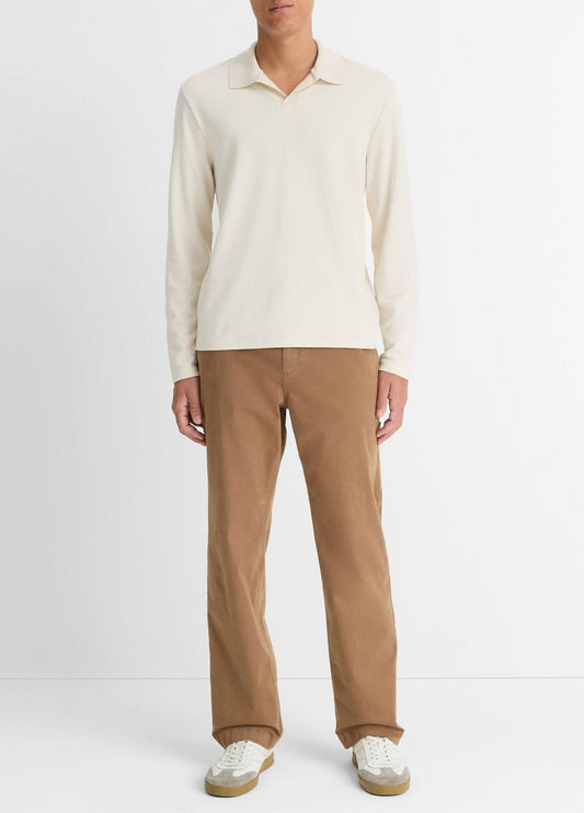 VINCE Men Milano Pima Cotton-Blend Johnny-Collar Shirt in Long Sleeve