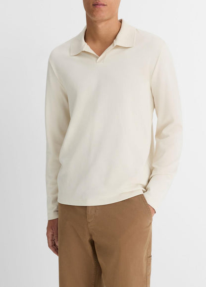 VINCE Men Milano Pima Cotton-Blend Johnny-Collar Shirt in Long Sleeve