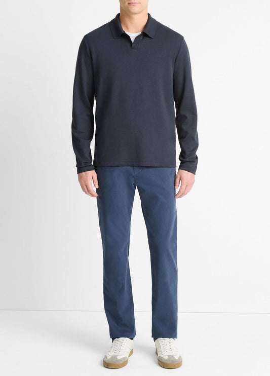 VINCE Men Milano Pima Cotton-Blend Johnny-Collar Shirt in Long Sleeve